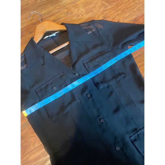 Vintage Y2K EXPRESS Sheer Black LONG Jacket with Pockets Size Medium / m - Picture 6 of 8